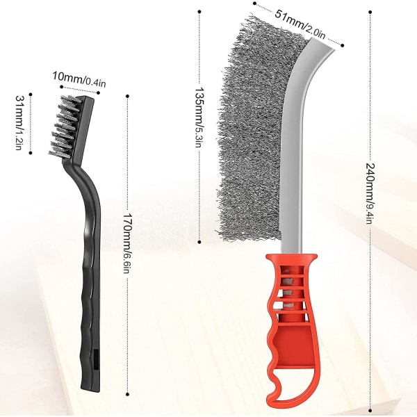 6 Stykker Trådpensel, Metall Håndbørster Nylon Messing Rustfritt Stål 6 Trådpensel (Stål, Messing Og Nylon) For Rengjøring Av Sveiseslagg Og Riper, W