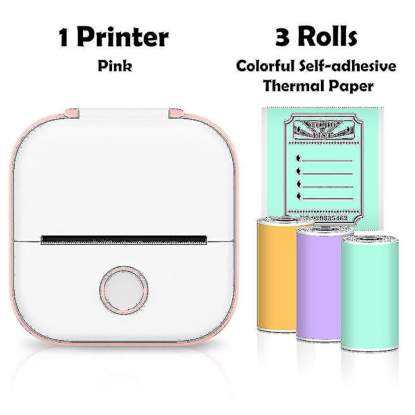 Phomemo T02 Mini Printer Bærbar Printer Termisk Udskrivning Sticker Trådløs Blækfri Lommeprinter Selvklæbende Etiketprinter -ys Pink C