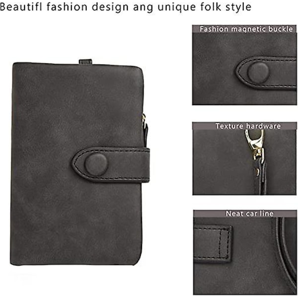 Dame Lommebok Clutch Small Bifold Slim PU Lær Wristlet Håndveske Damer Glidelås Penger Organizer Myntveske Med ID-Kortspor