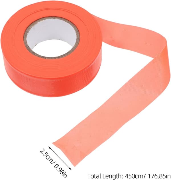 Hög synlighet orange flaggtejp tillverkad av robust PVC för säkerhetsgränsmarkering och mångsidighet utomhus