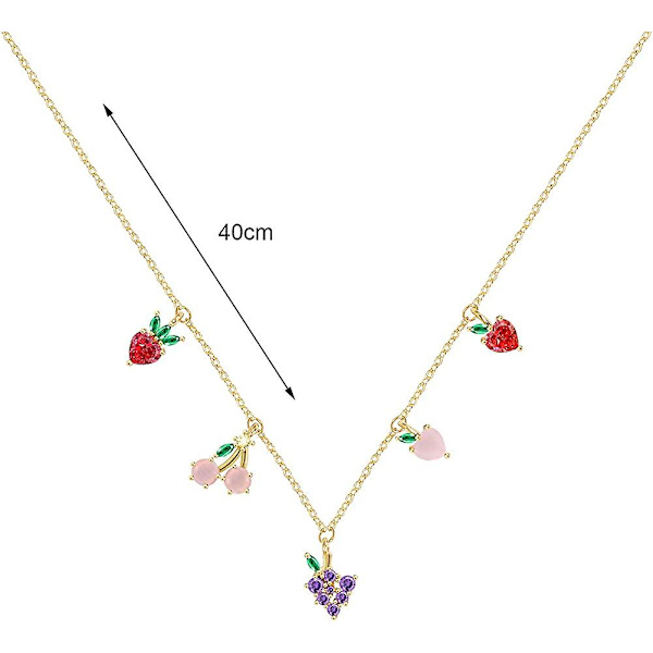14k Pläterad Fruktkorg Choker för Kvinnor och Flickor Söt Tropisk Frukt