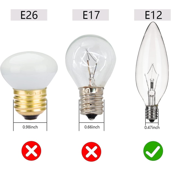 10-pack 60W 120V E12-sockel B10 CTC Glödlampor, Transparenta Ljusstake-lampor För