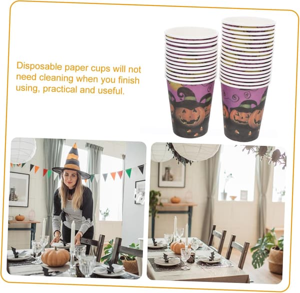 30 stk. Halloween papirkopper til fester og græskardesign til drinks til fejringer og sammenkomster