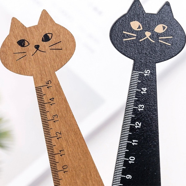 Kreativ Söt Katt Kattunge Rak Skolmaterial Pappersvaror Trälinjal Black
