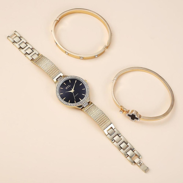 Enkel Temperament Fritid Fint Belte Mesh Belte Kvarts Ur Armbåndsett (3 stk/sett) White