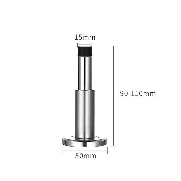 Justerbar Solid 304 Rustfritt Stål Ekstra Tykk Støpt Gummi Heavy-duty Dørstopper Veggmontert Innebygd Dørstopper Dør (sølv) (1 stk)