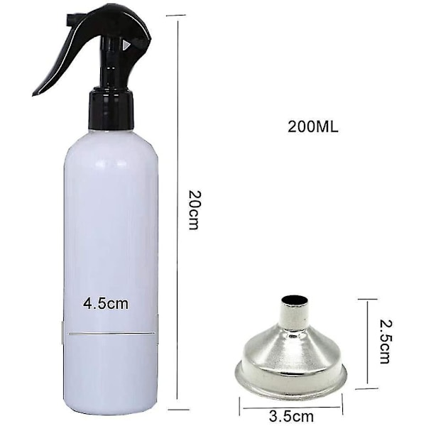 200 ml Hvid Sprøjteflaske Dispenser med Tragt