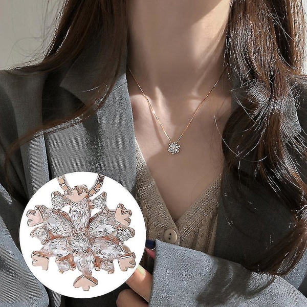 Womens Crystal Snowflake hänge halsband Cubic Zirconia smycken present