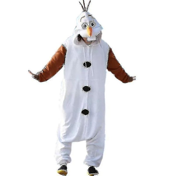 Anime Snögubbe Kostym Pyjamas Jumpsuit Vuxen Sovkläder Kläder S