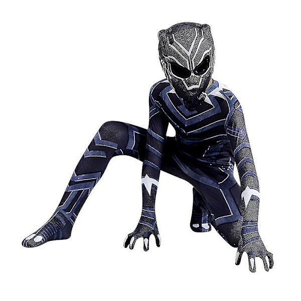 Panther Kostume Børn Drenge Superhelt Fancy Up Jumpsuit Performance Bodysuit G 7-8 Years