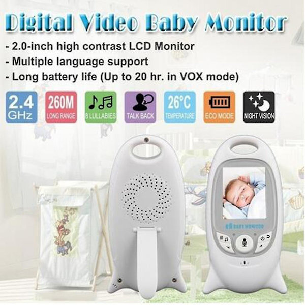 2,4 GHz Trådlös Babymonitor med Digital Signalöverföring och Nattseende