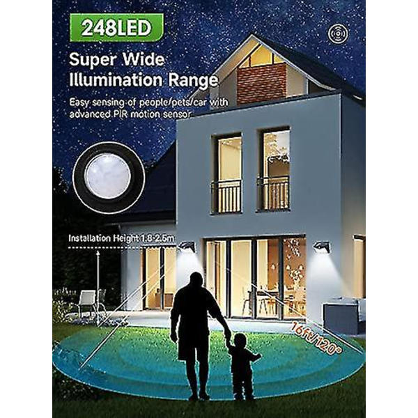 4-pack LED Solcellslampa för Utomhus med Rörelsedetektor, Anti-Människa, för Trädgård, Innergård, Vägg