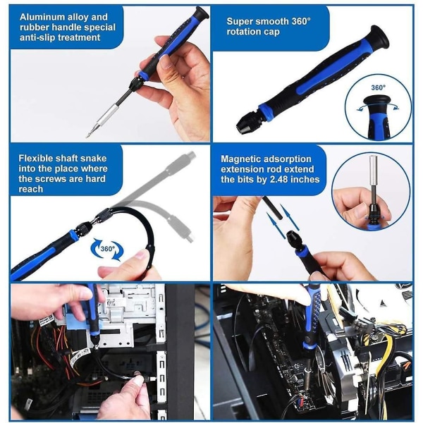 126 i 1 Presisjonsskrutrekkersett med 111 Bits Magnetisk Skrutrekkersett Profesjonelt Elektronikk Reparasjonsverktøysett