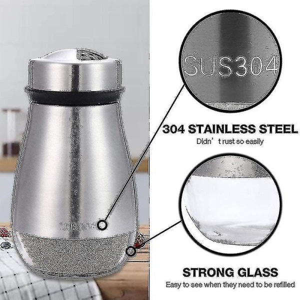 2 Salt Og Peber Shakers - Salt Shaker med justerbart hældehul
