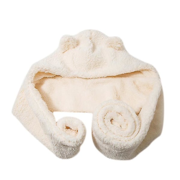 Cute Bear Ears Warm Hat Halstørklæde Kvinder Piger Vinter Hat Warm Tørklæde Hat Holdbar Beige