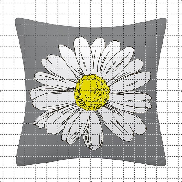 Sommarkuddfodral 18x18 tum 4-delat set utomhusdekoration Grå Gul Daisy Cover Lämplig