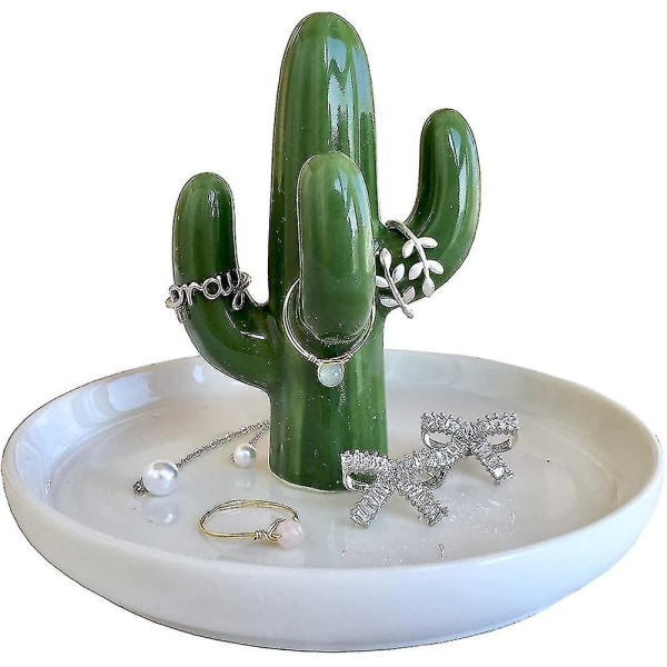 Ringholder,kaktusringholderskål til smykker, keramiske saftige ringholdere