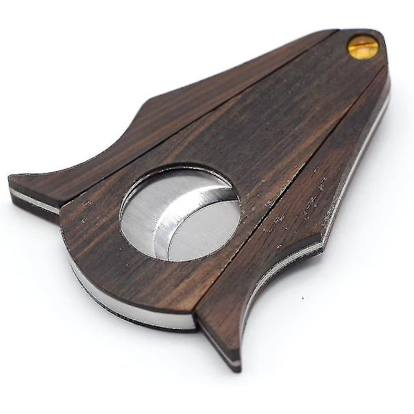 Sandaltræ Cigar Cutter, Rustfrit Stål Dobbeltbladet Saks, Cigar Tilbehør 1 Stykke Brun
