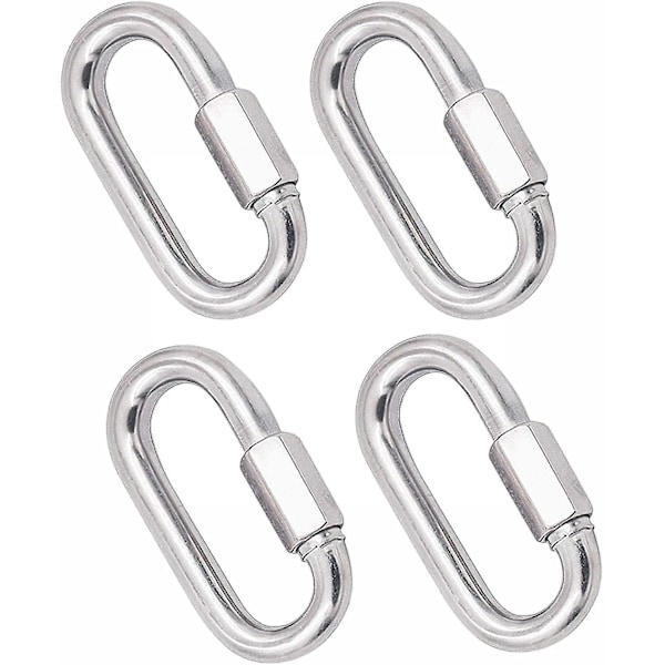 4 stycken Karabiner Tung Duty 304 Rostfritt Stål M8 Karabiner Snabbhake Mätare Stål Karabiner Swivel