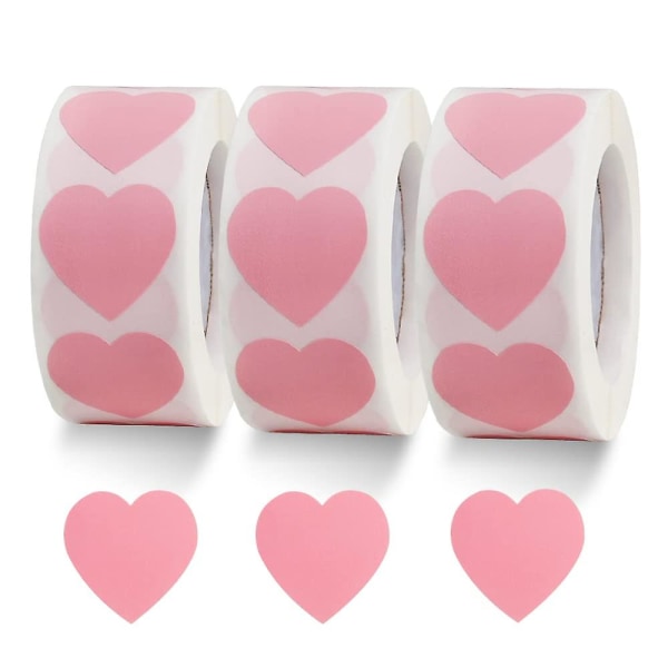 1500 tarraa vaaleanpunaiset sydäntarrat 1 tuuman sydämen muotoiset paperitarrat ystävänpäivä häihin A
