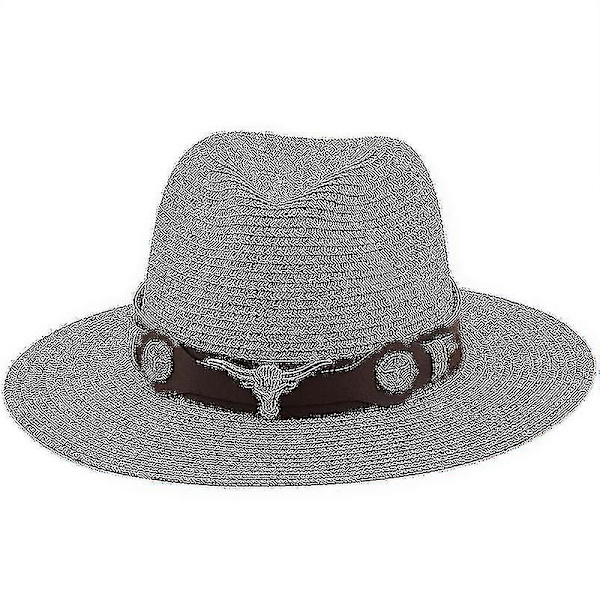 Klassisk Panamahatt Sommar Solhattar För Kvinnor Män Strand Halmhatt gray
