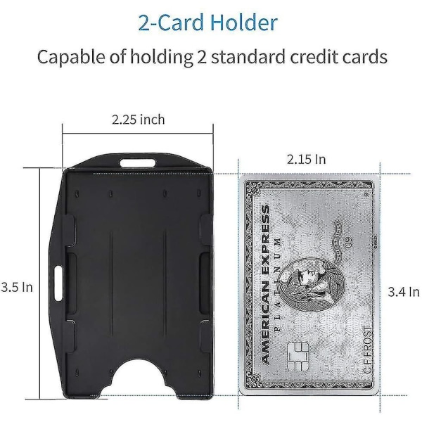 2-korts ID-märkeshållare 2-sidig svart styv hårdplast kreditkortsskydd - 5-pack