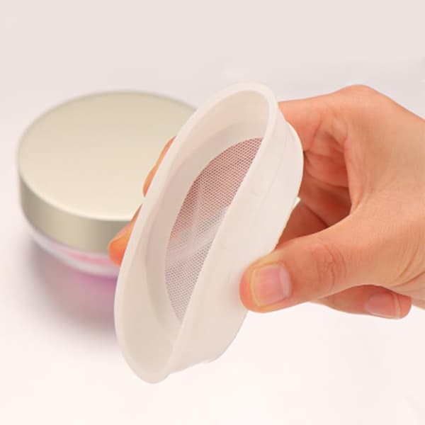 Bærbar Mesh Overflade Pudderdåse Stor Kapacitet Elastisk Mesh Pudderbeholder til Rejser