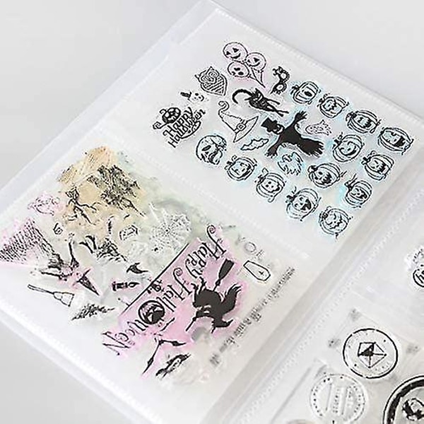 Stempel- og pregeplater oppbevaringsposer album 80 lommer 2 per side