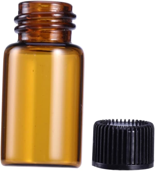 9 st 3 ml bärnstensfärgade glasflaskor med öppningsreducerare bärbara minibehållare