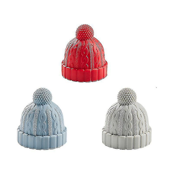 3 stk Silikonflaskepropper Beanie Cap Dekorative Flaskeplugg Korkerstatning