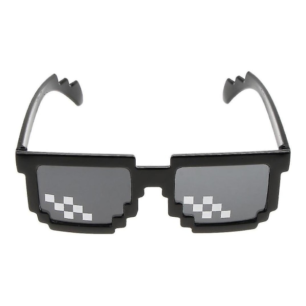 Nyhed pixelerede mosaik solbriller til fester, underlige fødselsdagsfest Prom Selfie-briller (sort)(2stk)