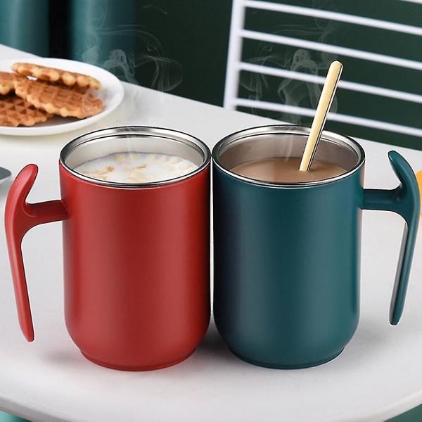 550ml Mugg med Stort Utrymme 304 Rostfritt Stål med Lock Kaffe Mjölkkopp Te Kaffe Mugg Present (blå)