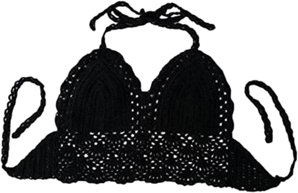 Hæklet Strik Bikini Wrap Around To Badedragter til Kvinder Letvægts Split Badedragter i Sort