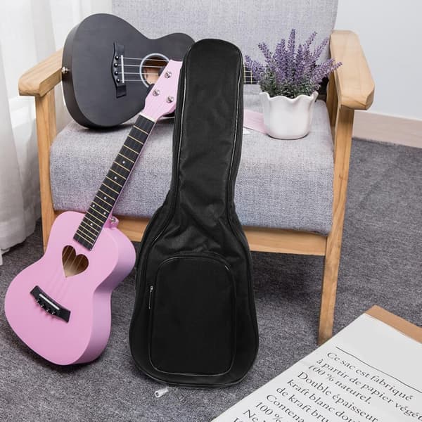 Bærbar sort ukulele opbevaringstaske med svampepolstring og Oxford stofmateriale