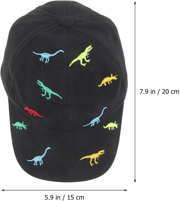 Baseballcaps for justerbar bomullssolhatt Svart dinosaurmønster Utendørshatt Vår Høst