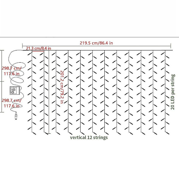 12-pak Kunstige Ivy Bladplanter 240 LED Vindue Gardinstreng