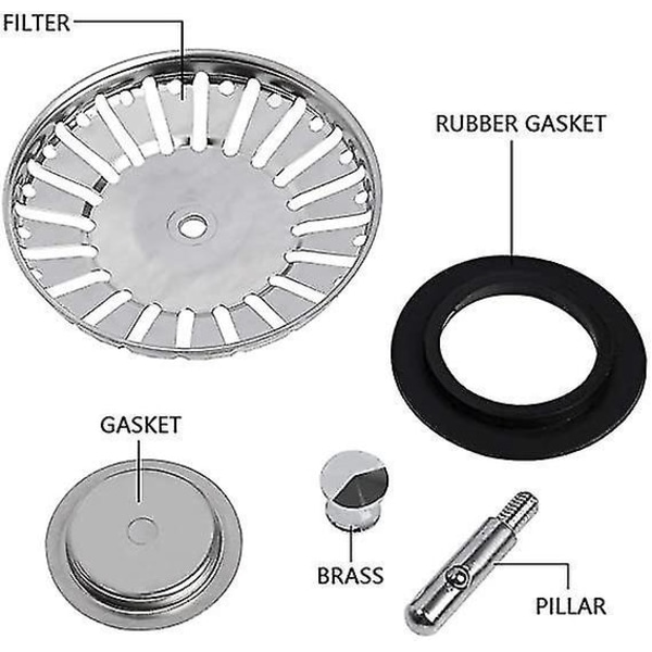 Rustfritt Stål Trekk-Vask Plugg 2 stk 84mm Kurv Sil