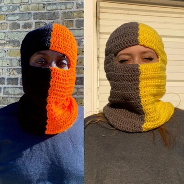 Balaklava-hattu syksyyn ja talveen - Neulotu hattu ainutlaatuisilla valokuvausrekvisiitoilla Grayish yellow