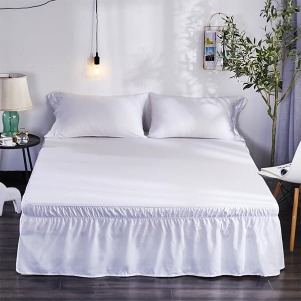 Bouffancy Vit Polyester Sängkappa Dubbelsäng Volang Monterad Valans 100x200+40cm