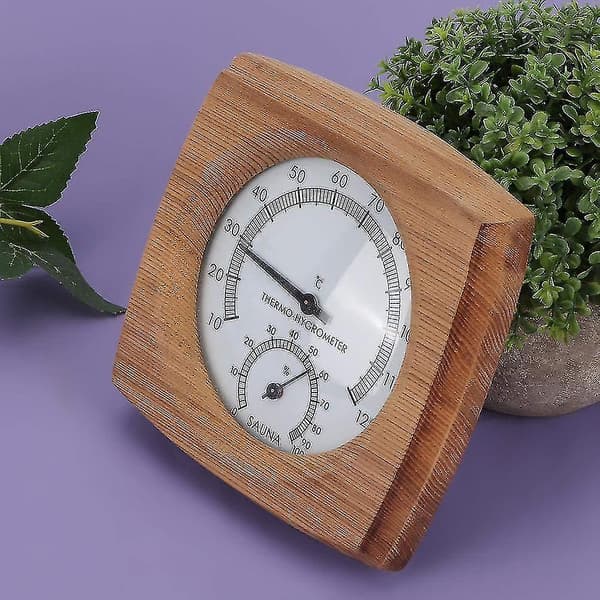 Termometer og Hygrometer i Massivt Træ til Sauna