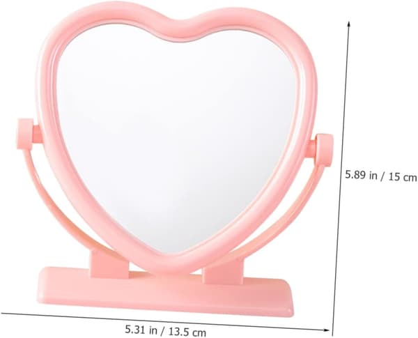 Bordplade Vanity Makeup Spejl med Glat Refleksion Bærbart Hjerteformet Dobbeltsidet Plastik