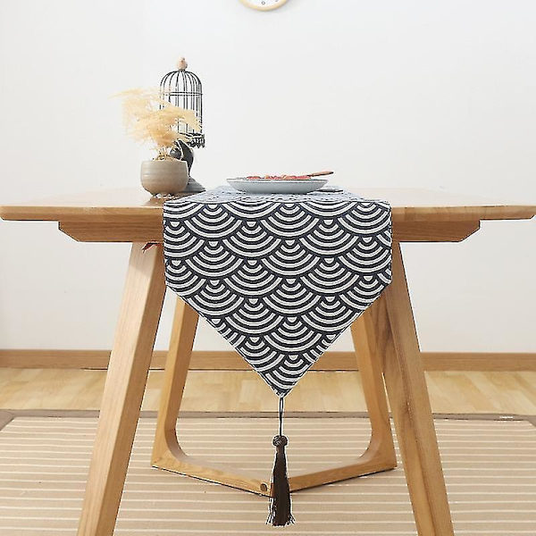 Elegant bordløper med bølge-mønster, japansk stil, retro