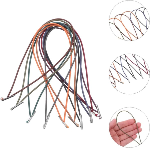 10 stk. elastiske stropper med metallender, 12 cm rund nylonsnor for fleksibel justering og høy elastisitet