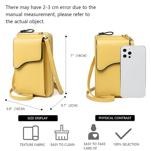 Lille Læder Skuldertaske, Crossbody Taske Mobil Tegnebog Tegnebog Damer Letvægts Crossbody Taske Yellow