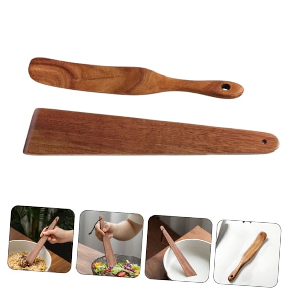 Trä Wokspatel Set Non-Stick Stekpanna Ägg Bakspatel Set för Stekt Biff Klämma Köksredskap