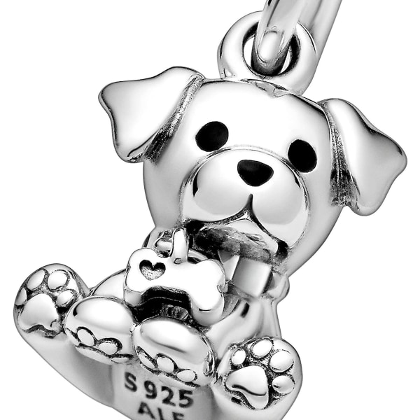 Kvinners Lmell Sterling Sølv Labrador Puppy Dog Dingle Charm For Lmell Armbånd Gave