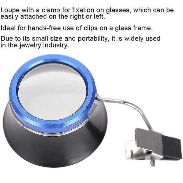 Clip-on förstoringsglas, bärbar Clip-on glasögonförstoringsglas Förstoringsglas Urmakare smycken