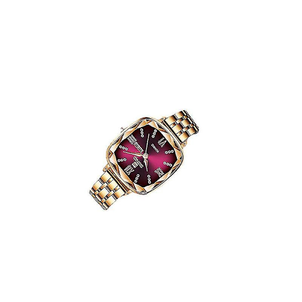 Retro Pieni Neliömäinen Kellon Neliö Teräs Ranneke Naisten Kellon Muoti Kaksoiskalenteri Kvartsikello Elegant purple