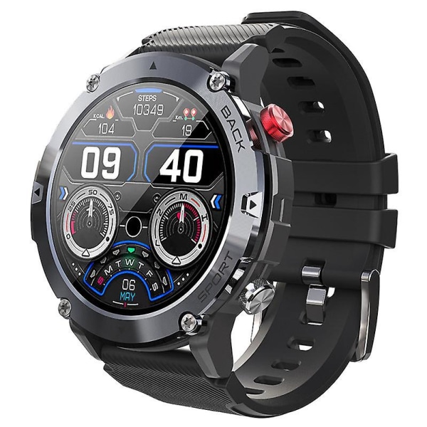 Bluetooth-samtal Smartwatch Utomhus Trefaldig Skydd Röstassistent Vattentät Hjärtfrekvens 1.32-tums Klocka Black