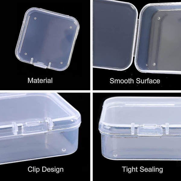 40-pack pack klara plastpärlor förvaringsbehållare Låda med gångjärnsförsedd lock för små föremål, diamant, B